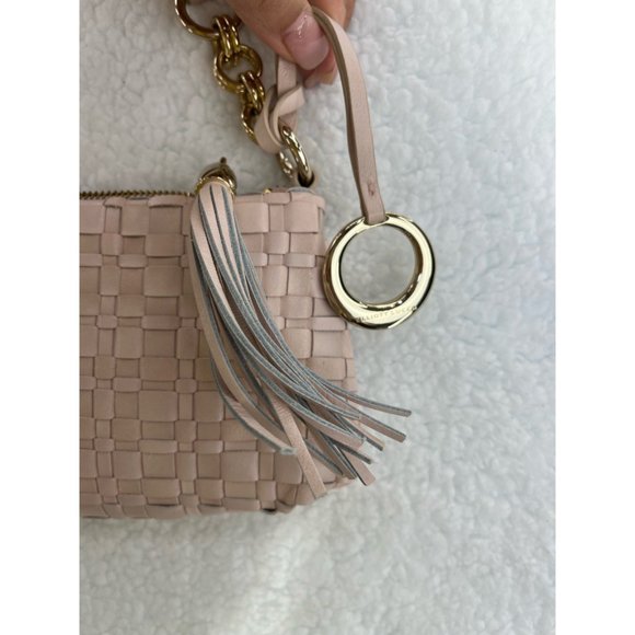 Elliott Lucca Womens Intreccio III Hobo Handbag Pink Basket Wave Sling S New - Picture 5 of 9